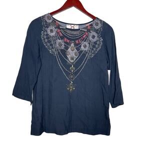 NWT Figue grey printed top blouse sz S